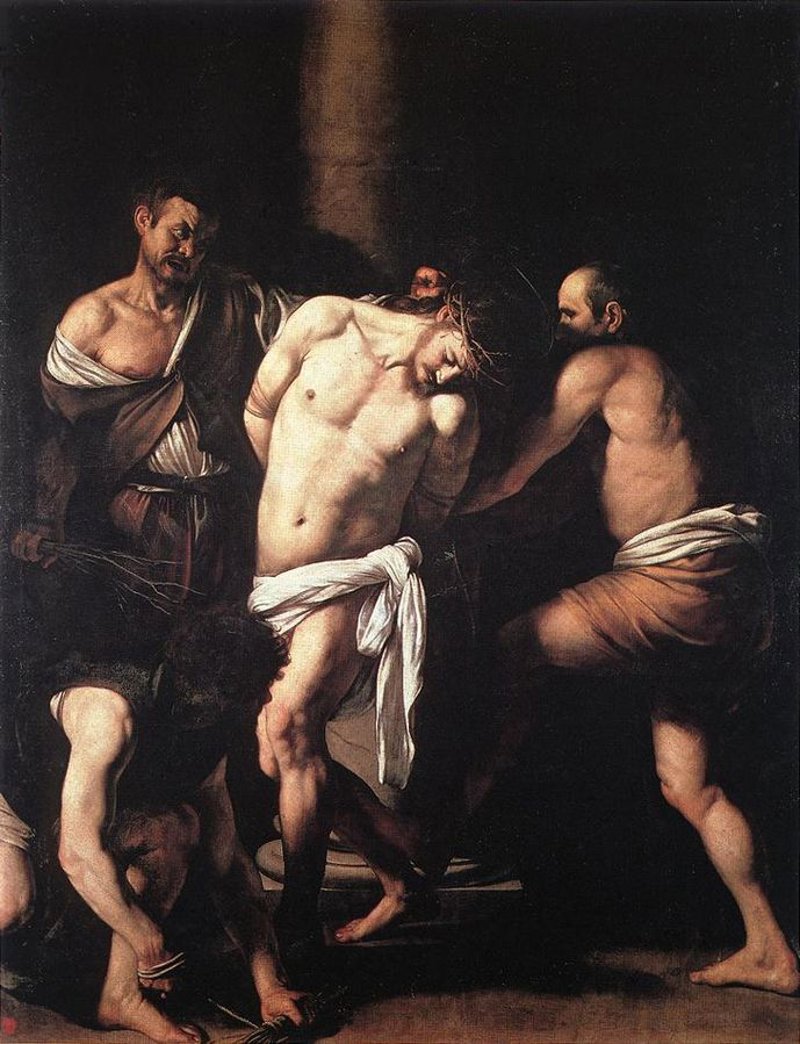 la flagelacion cuadro pintado por caravaggio en el ano 1607 museo nacional de